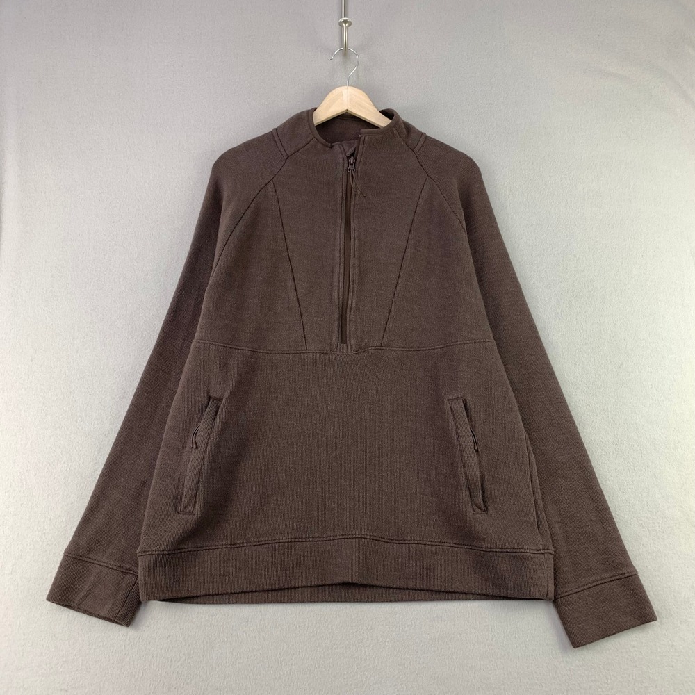 All in Motion 1/4 Zip Pullover Women XL Brown Athletic Ribbed Knit Sweatshirt